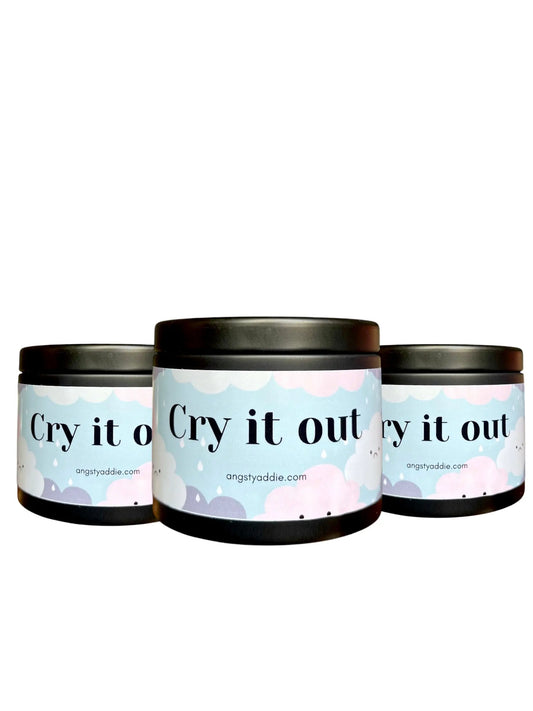 Three candles with labels 'Cry it out' on a white background