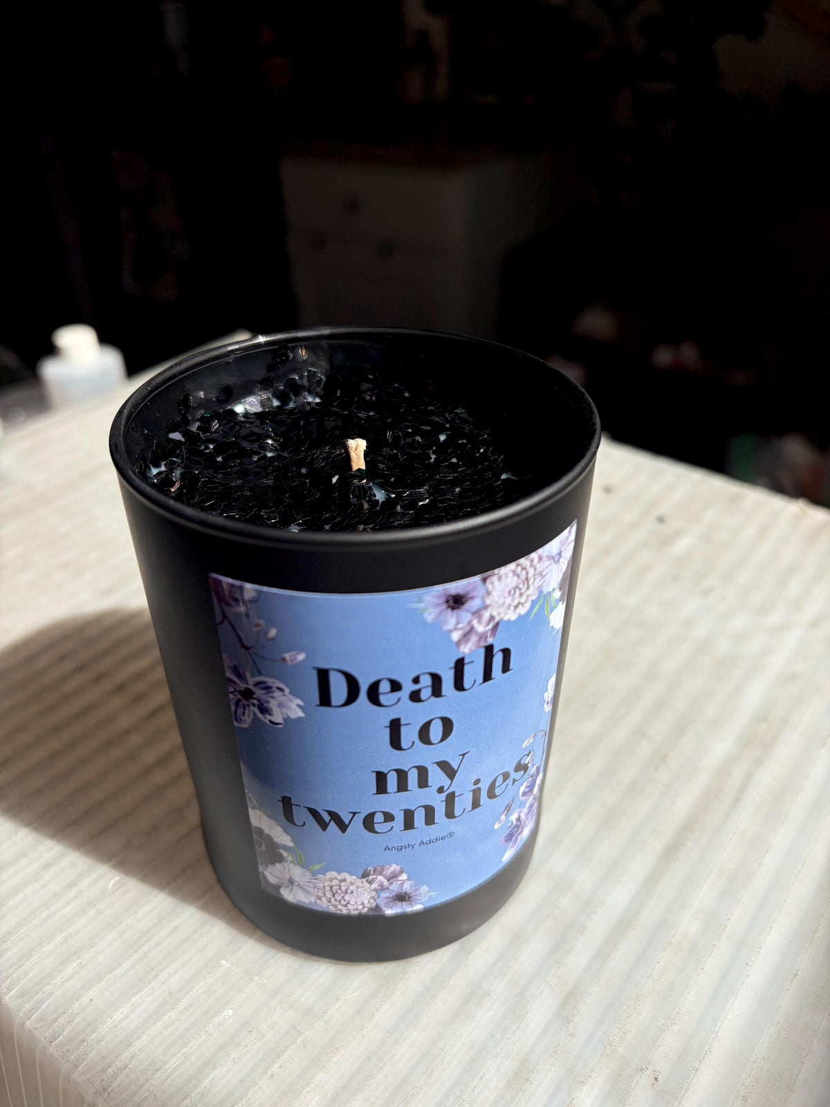 Death to my twenties, glitter candle, 30th birthday gift for her Angsty Addie