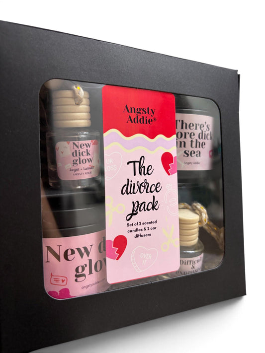 a set of three items, including a black box, a pink candle, and a small glass jar, all of which are part of a gift set.