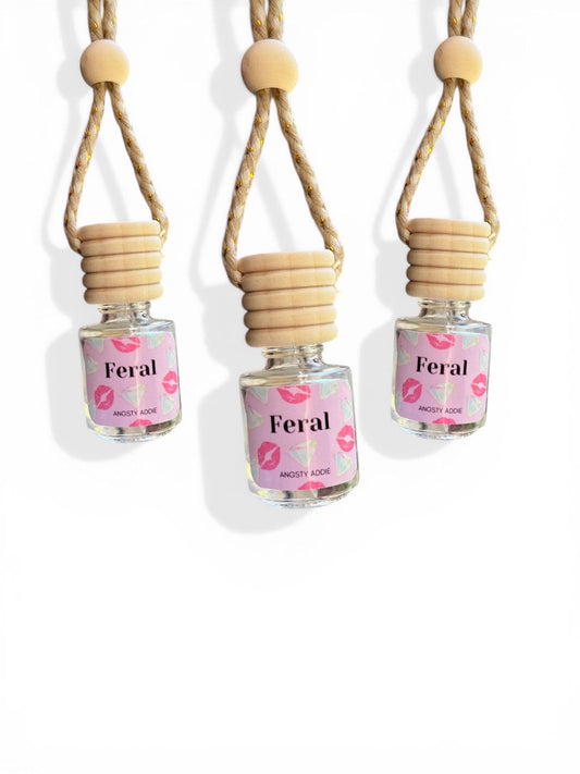 Funny car air freshener, Feral but free, Scented car diffuser, hanging air freshener, car accessories for women